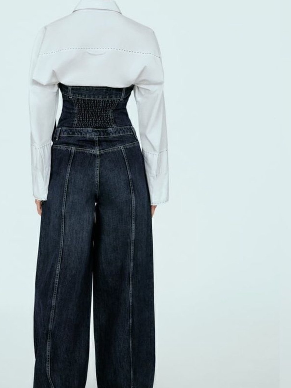 🥳 HP 🥳 Zara Strapless TRF Denim Jumpsuit Dark Wash Small NWOT Romper Outfit New - Picture 12 of 12